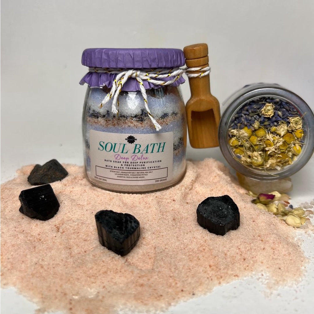 BATH SALT WITH TOURMALINE CRYSTAL ( Deep Energy Cleansing & Renewal)